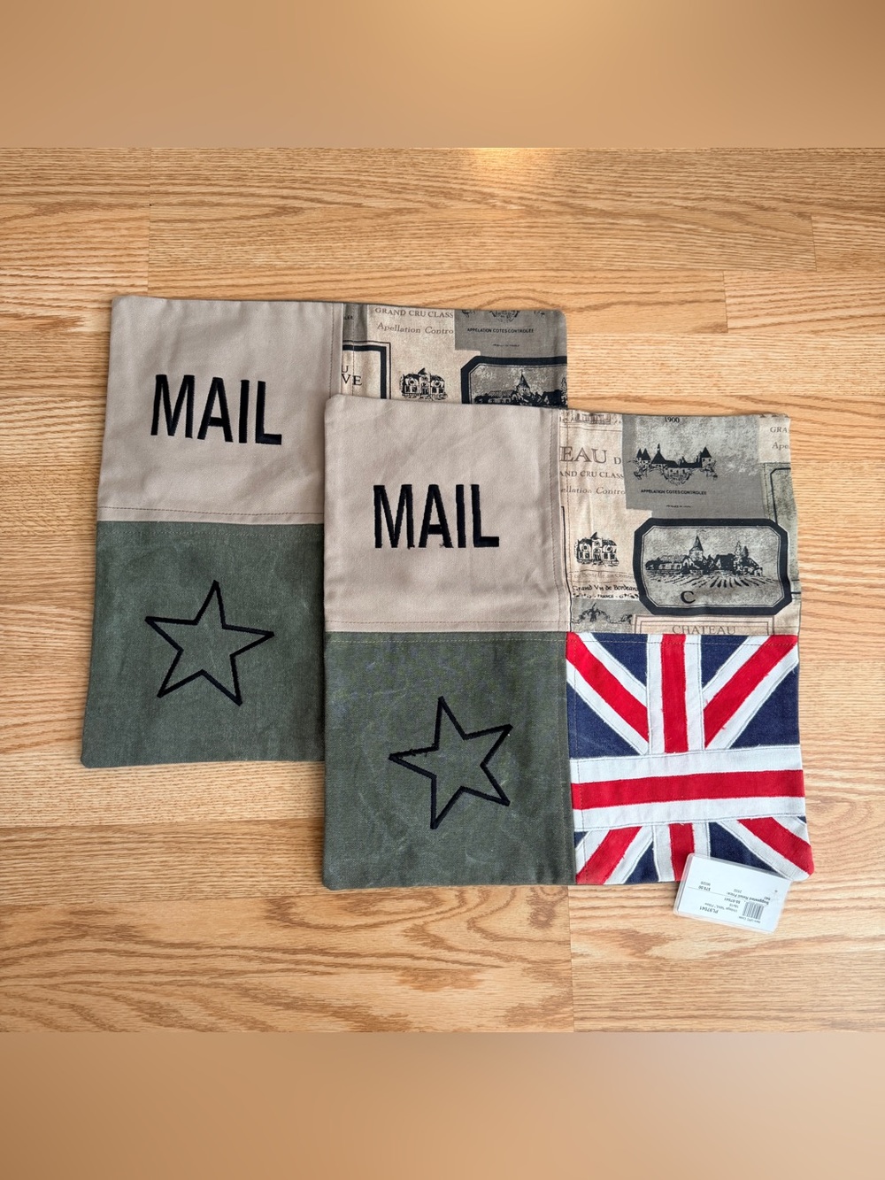 Canvas Mail pillow cases  with Star and Union Jack Accent